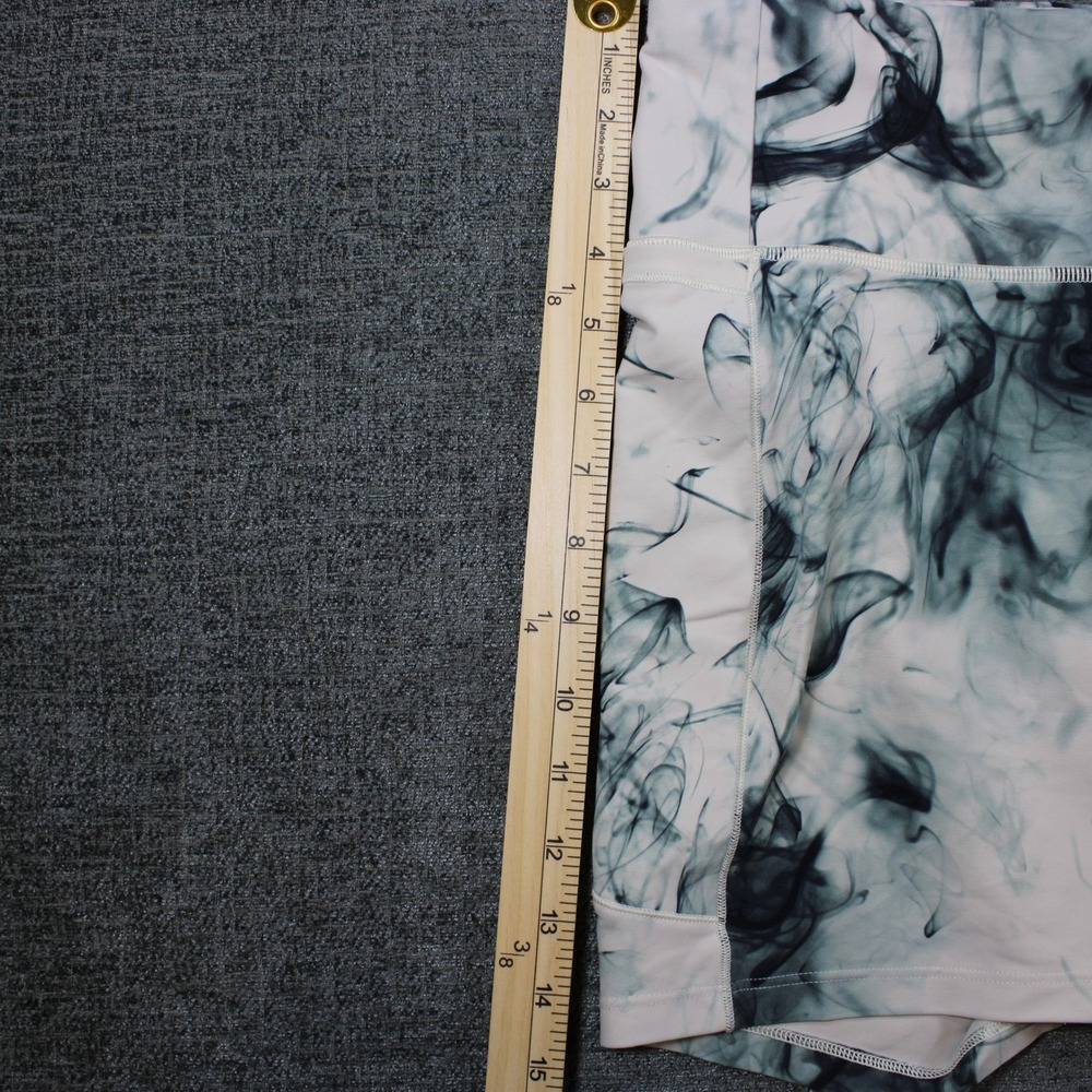 CALIA Womens White Black Smoke Marble Print Bike Shorts High Rise Pockets Large - Picture 7 of 9